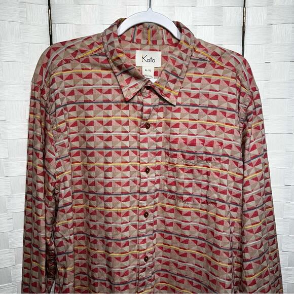 Koto Urban Outfitters Long Sleeve Geometric Print Shirt Size XL Colorful Hipster - Picture 2 of 7